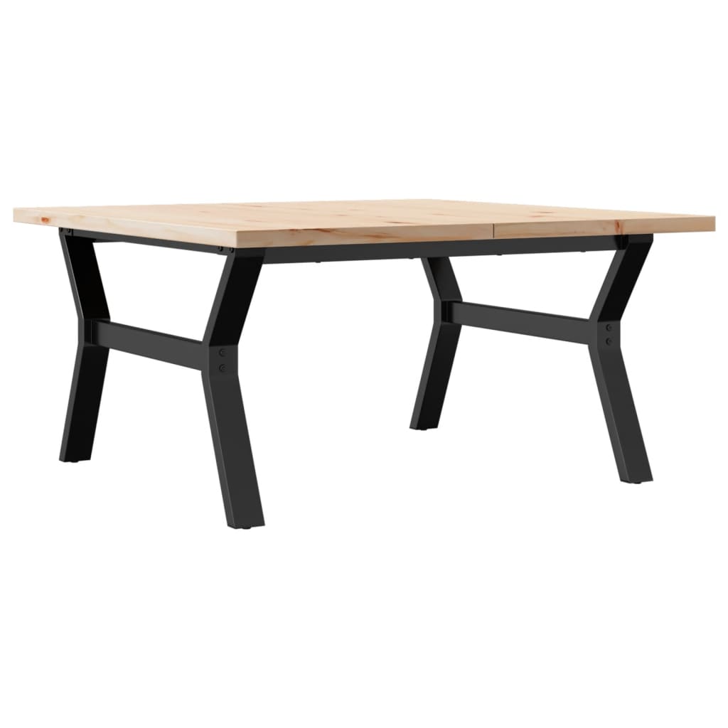 Coffee Table Y-Frame 90x90x45.5 cm Solid Wood Pine and Steel