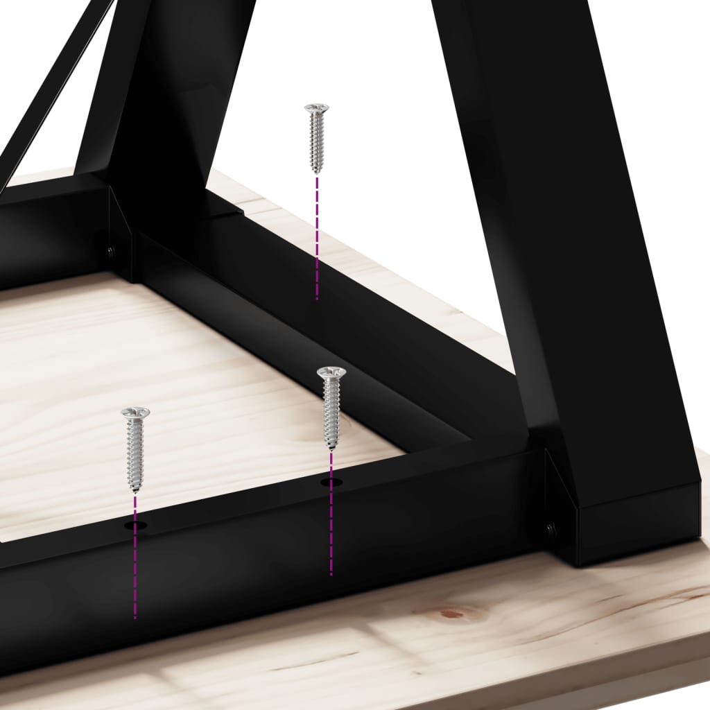 Coffee Table Y-Frame 90x90x45.5 cm Solid Wood Pine and Steel