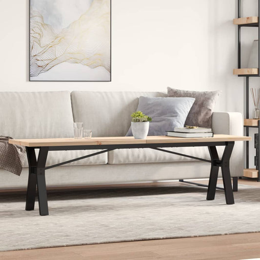 vidaXL Coffee Table Y-Frame 160x40x45.5 cm Solid Wood Pine and Cast Iron