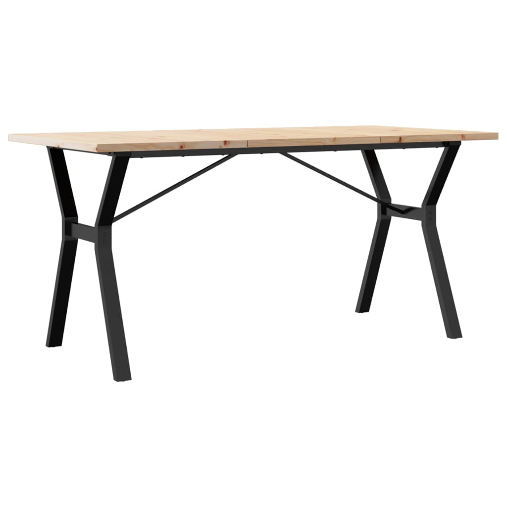 vidaXL Dining Table Y-Frame 160x80x75.5 cm Solid Wood Pine and Steel