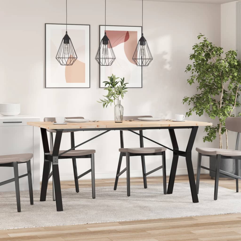 vidaXL Dining Table Y-Frame 160x80x75.5 cm Solid Wood Pine and Steel