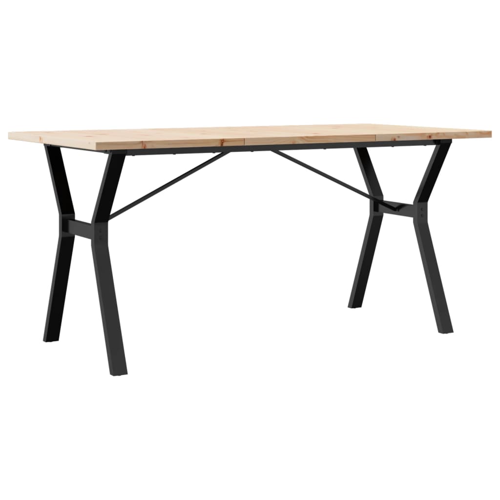 vidaXL Dining Table Y-Frame 160x80x75.5 cm Solid Wood Pine and Steel