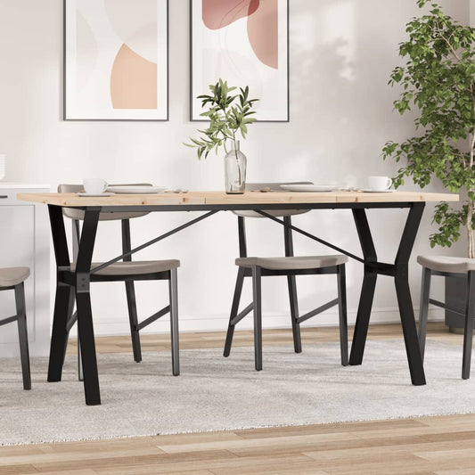 vidaXL Dining Table Y-Frame 160x80x75.5 cm Solid Wood Pine and Steel