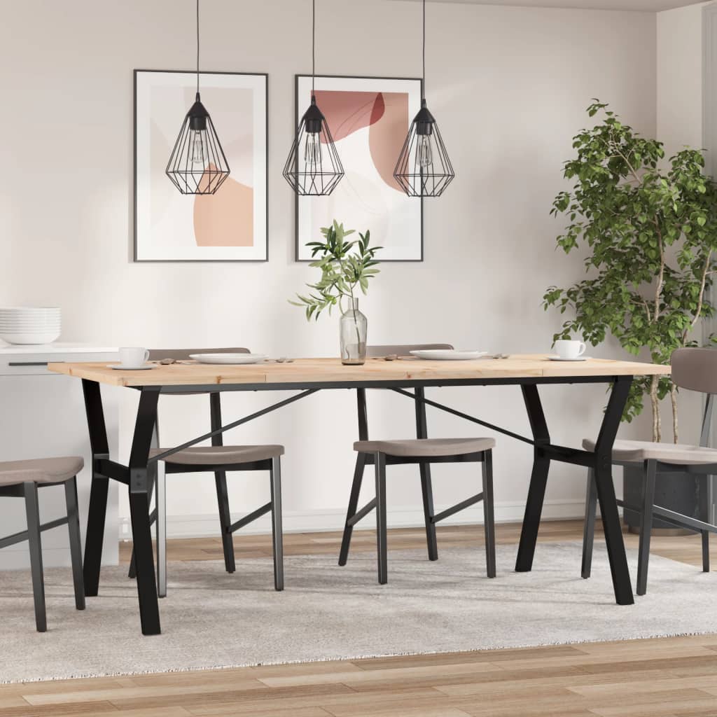 vidaXL Dining Table Y-Frame 180x90x75.5 cm Solid Wood Pine and Steel