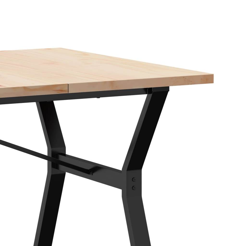 vidaXL Dining Table Y-Frame 180x90x75.5 cm Solid Wood Pine and Steel