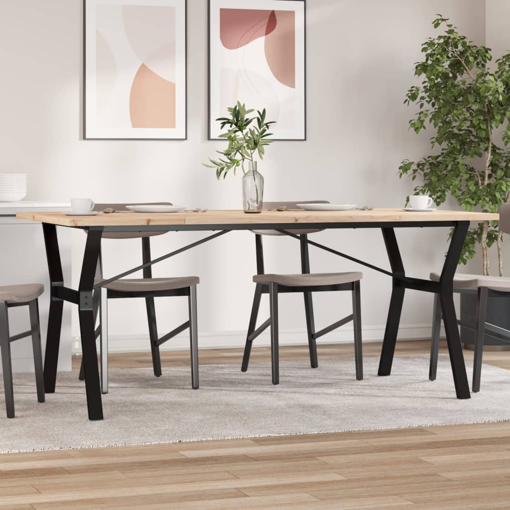 vidaXL Dining Table Y-Frame 180x90x75.5 cm Solid Wood Pine and Steel