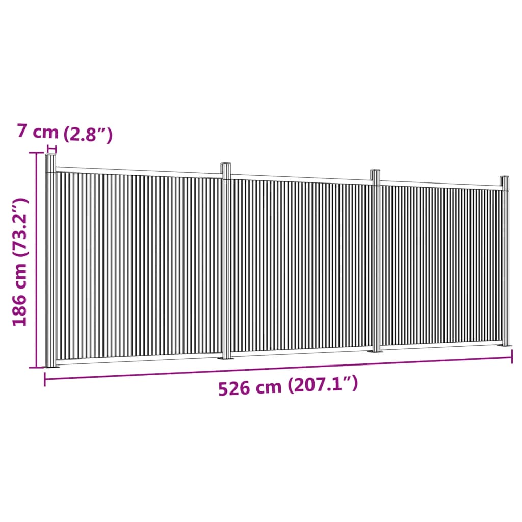 vidaXL Fence Panel Grey 526x186 cm WPC