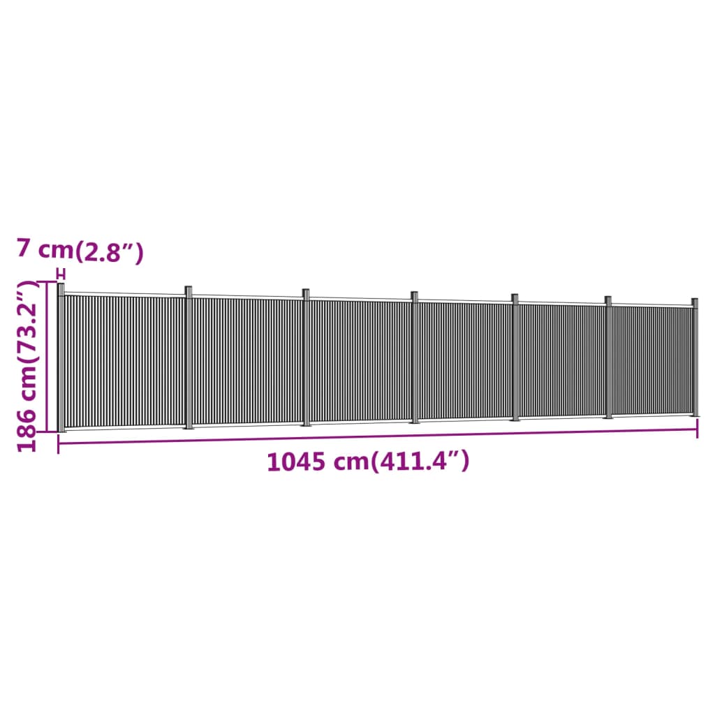 vidaXL Fence Panel Grey 1045x186 cm WPC