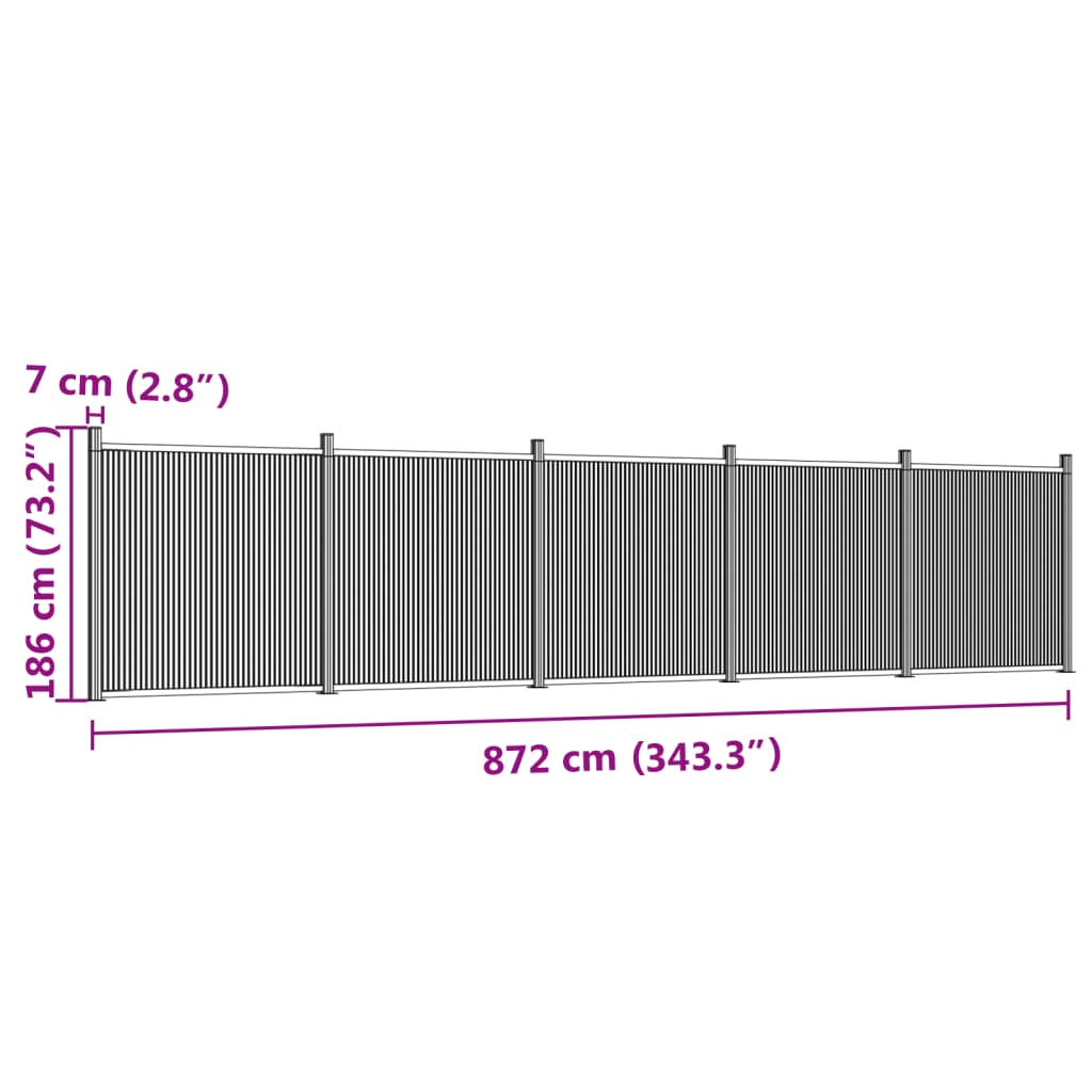 vidaXL Fence Panel Brown 872x186 cm WPC