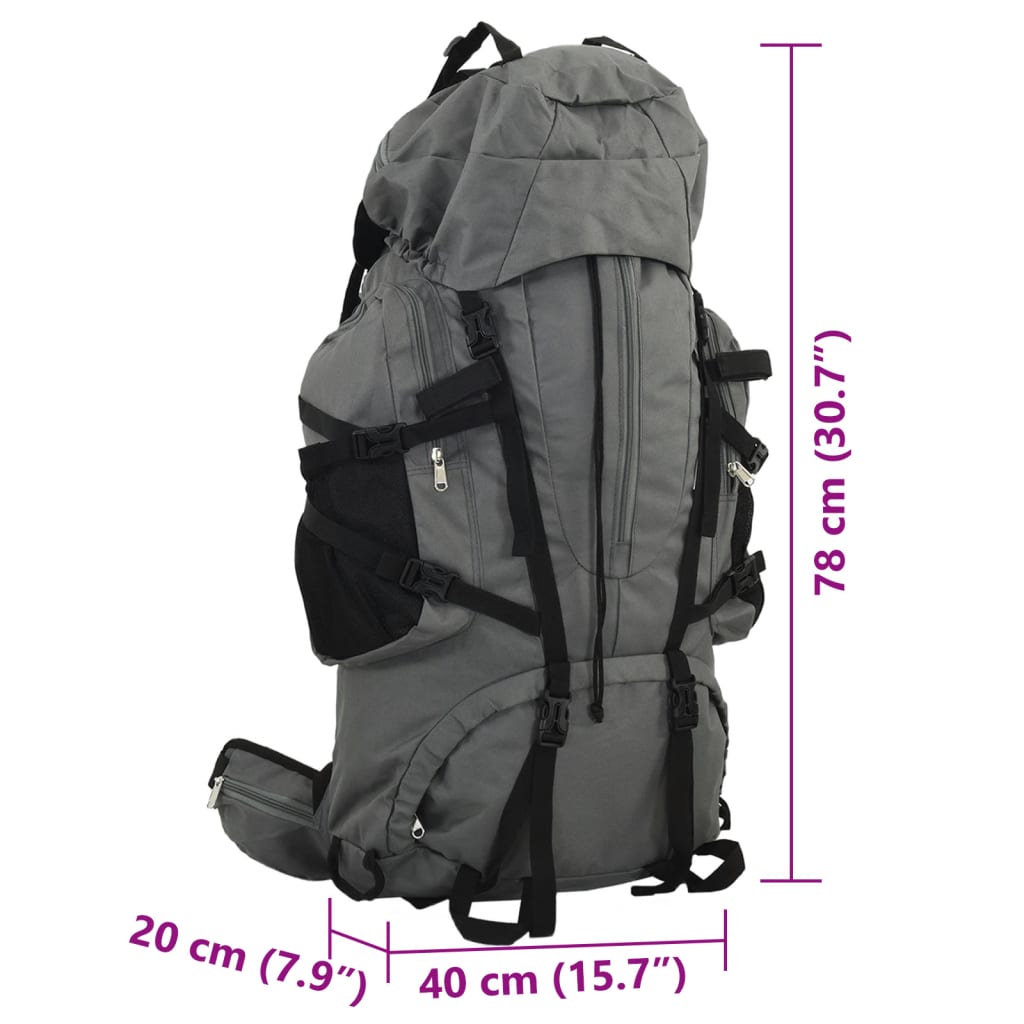 vidaXL Hiking Backpack Grey 80 L Oxford Fabric