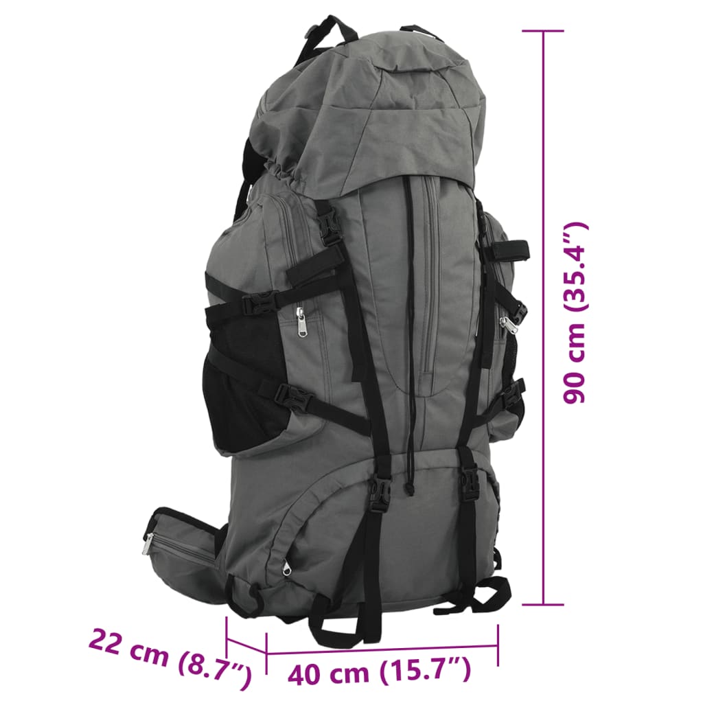 vidaXL Hiking Backpack Grey 100 L Oxford Fabric