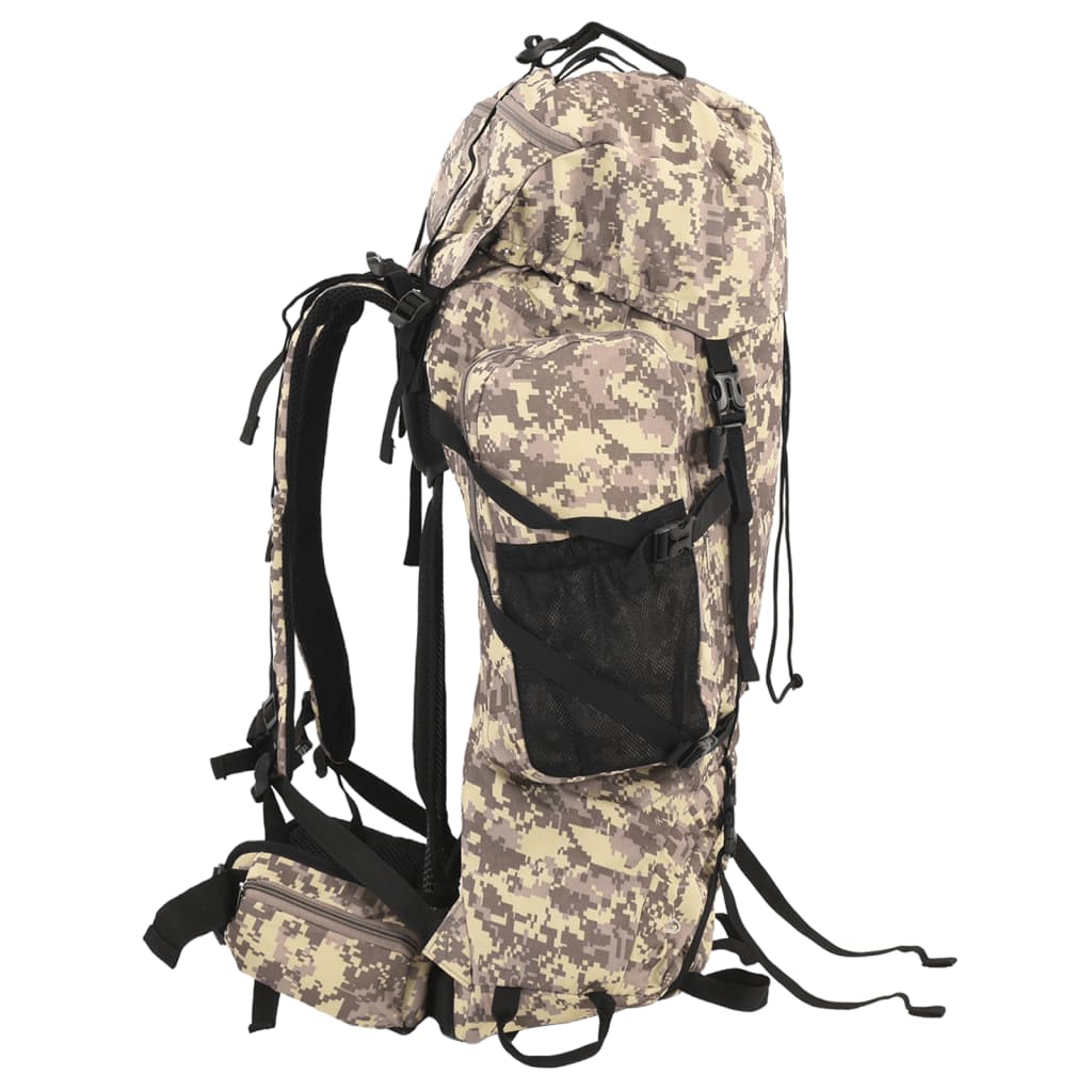 vidaXL Hiking Backpack Camel Brown Camouflage 100 L Oxford Fabric