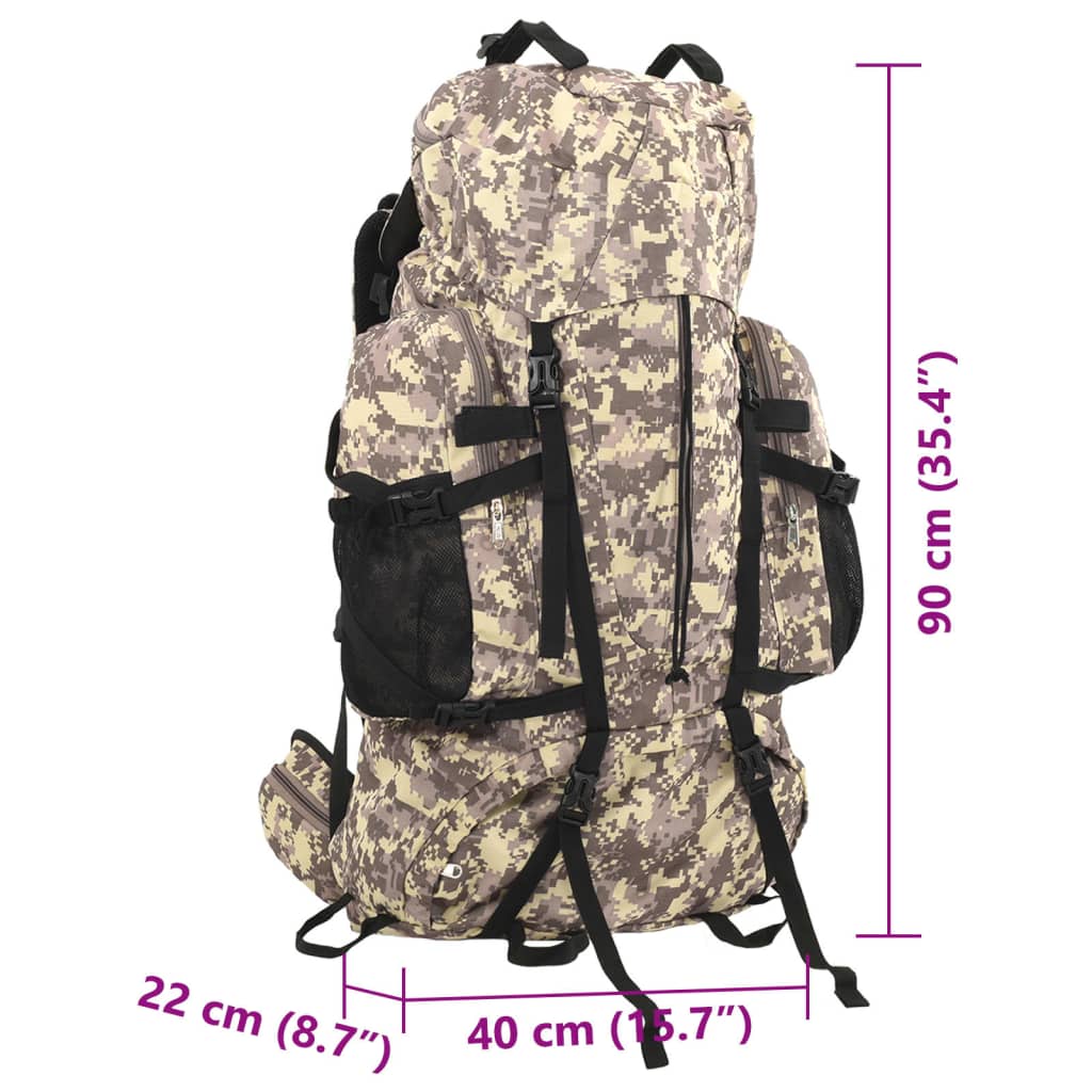 vidaXL Hiking Backpack Camel Brown Camouflage 100 L Oxford Fabric