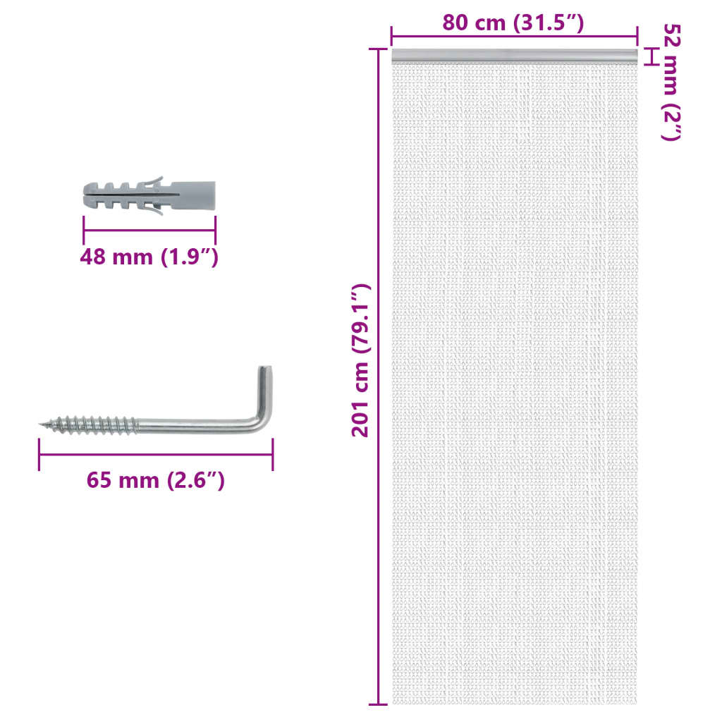 Chain Door Fly Screen 80x201 cm Aluminium