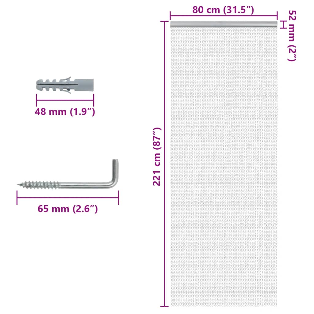 Chain Door Fly Screen 80x221 cm Aluminium