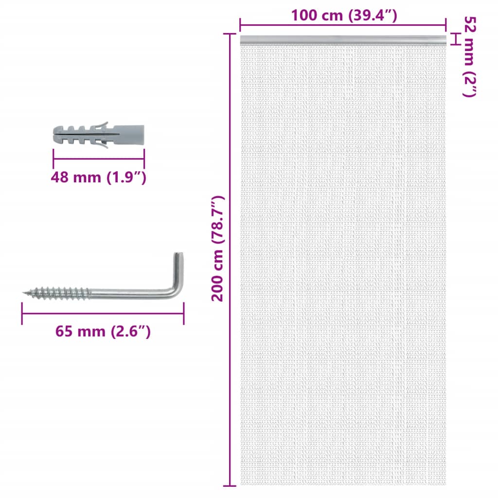 Chain Door Fly Screen 100x200 cm Aluminium