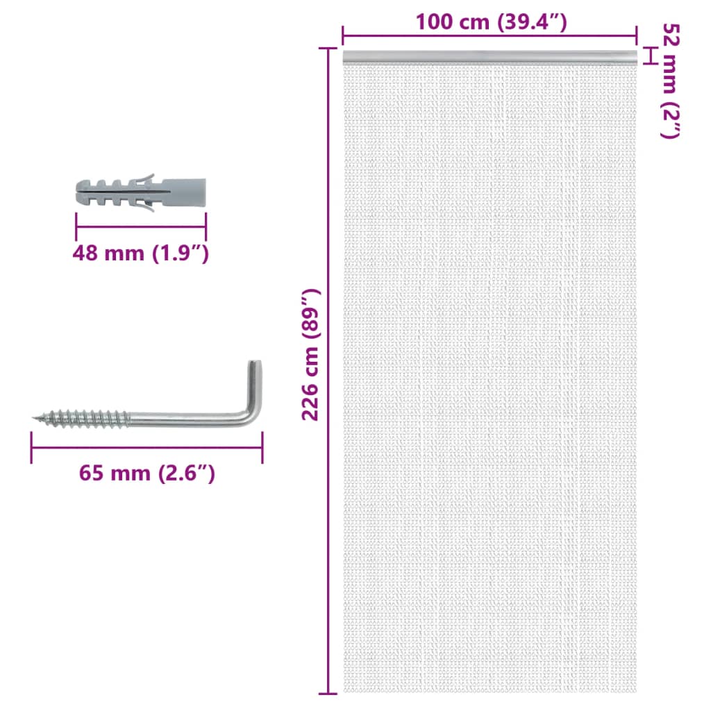 Chain Door Fly Screen 100x226 cm Aluminium
