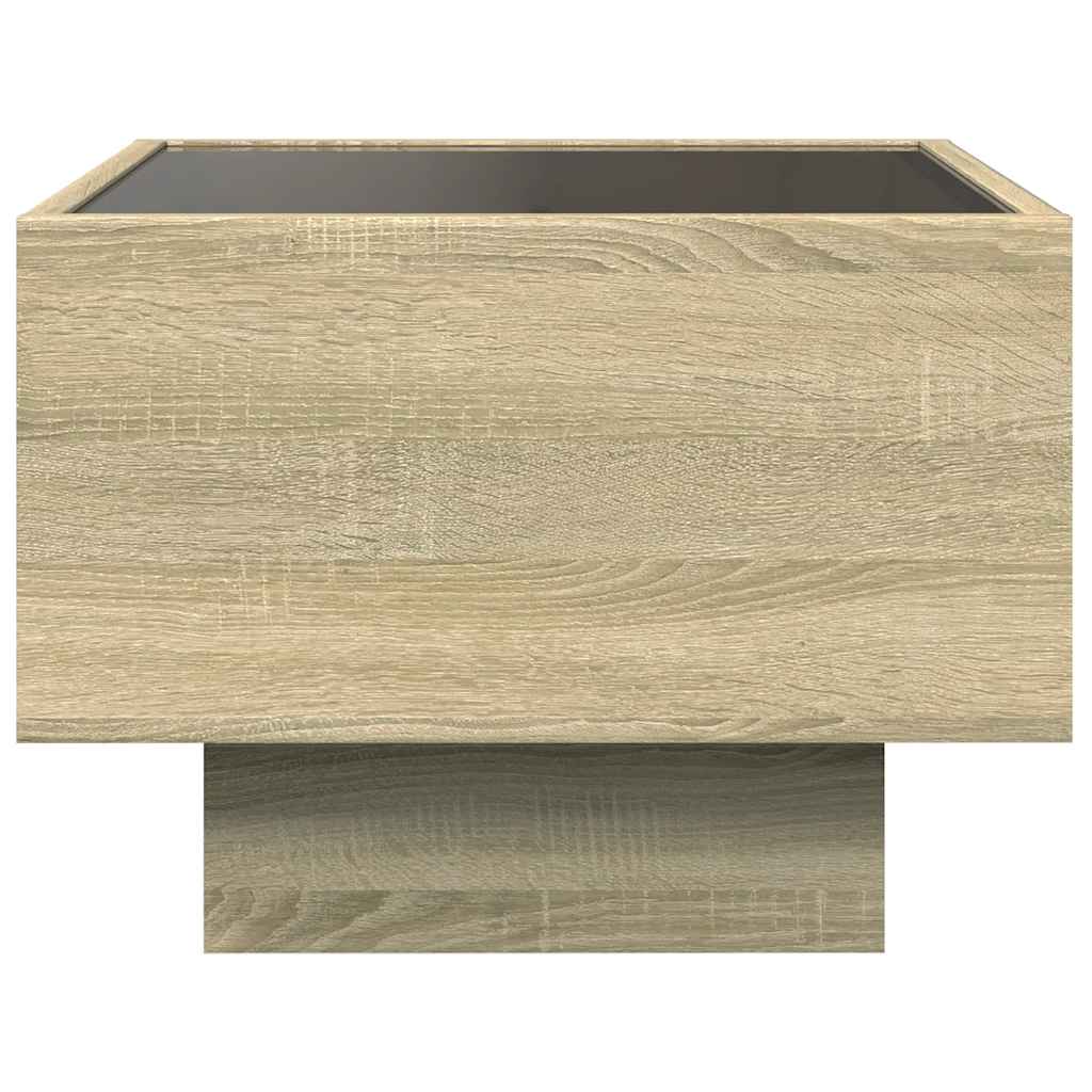 Side Table with LED Sonoma Oak 40x40x30 cm Engineered Wood