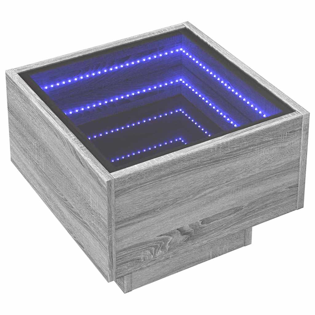 Side Table with LED Grey Sonoma 40x40x30 cm Engineered Wood