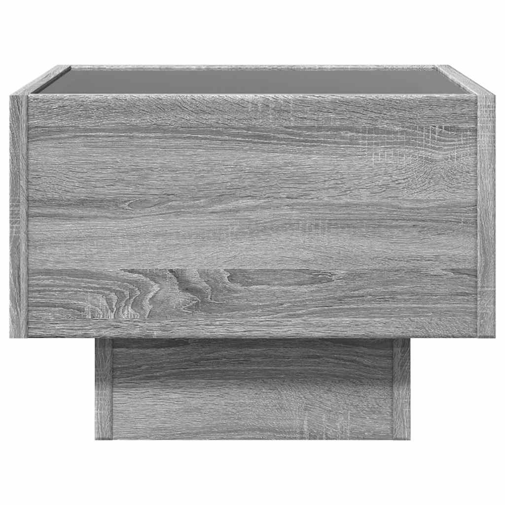 Side Table with LED Grey Sonoma 40x40x30 cm Engineered Wood