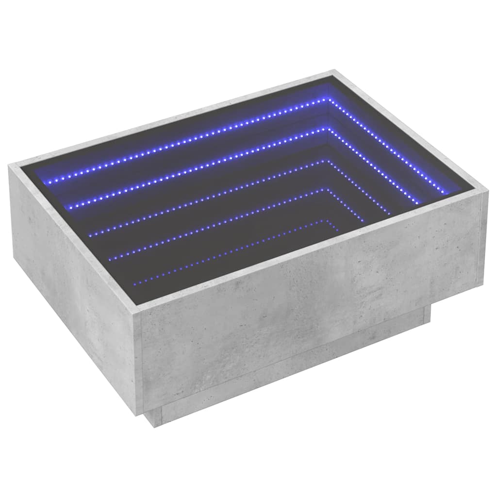 Coffee Table with LED Concrete Grey 70x50x30 cm Engineered Wood
