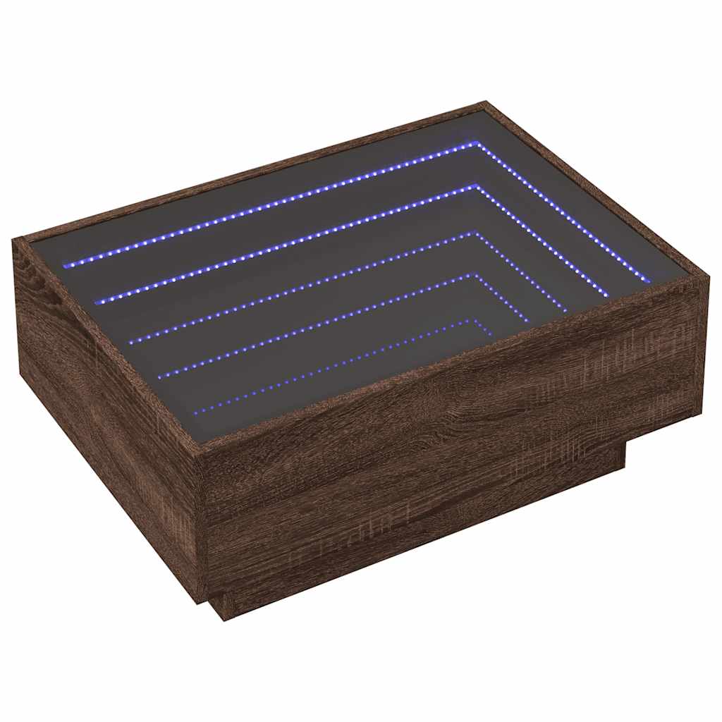 Coffee Table with LED Brown Oak 70x50x30 cm Engineered Wood