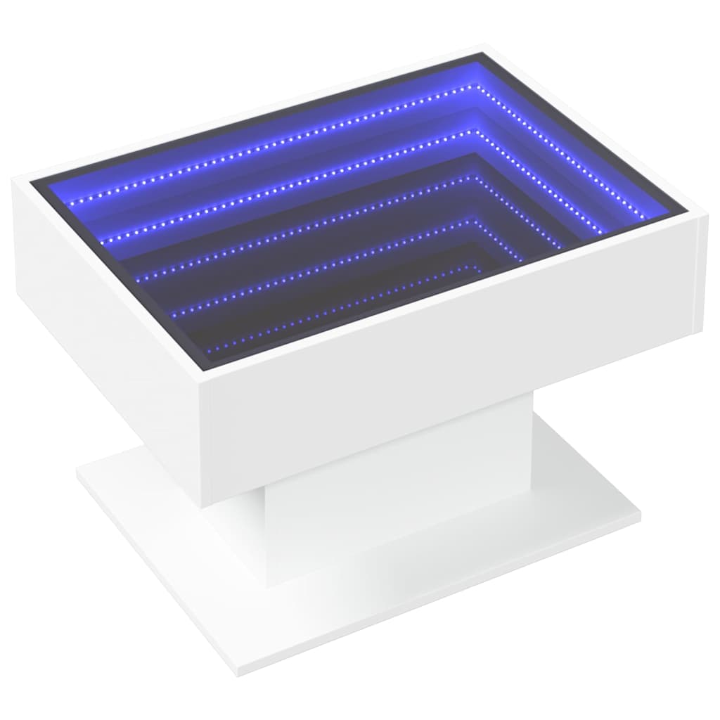 Coffee Table with LED White 70x50x45 cm Engineered Wood