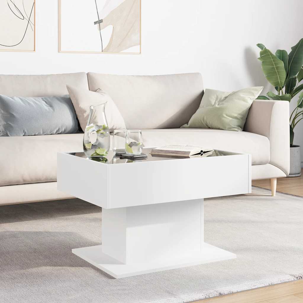 Coffee Table with LED White 70x50x45 cm Engineered Wood