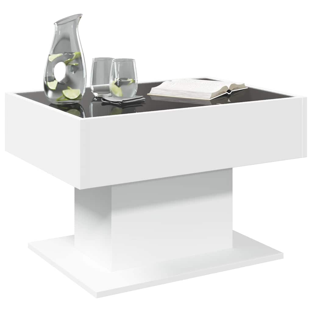 Coffee Table with LED White 70x50x45 cm Engineered Wood