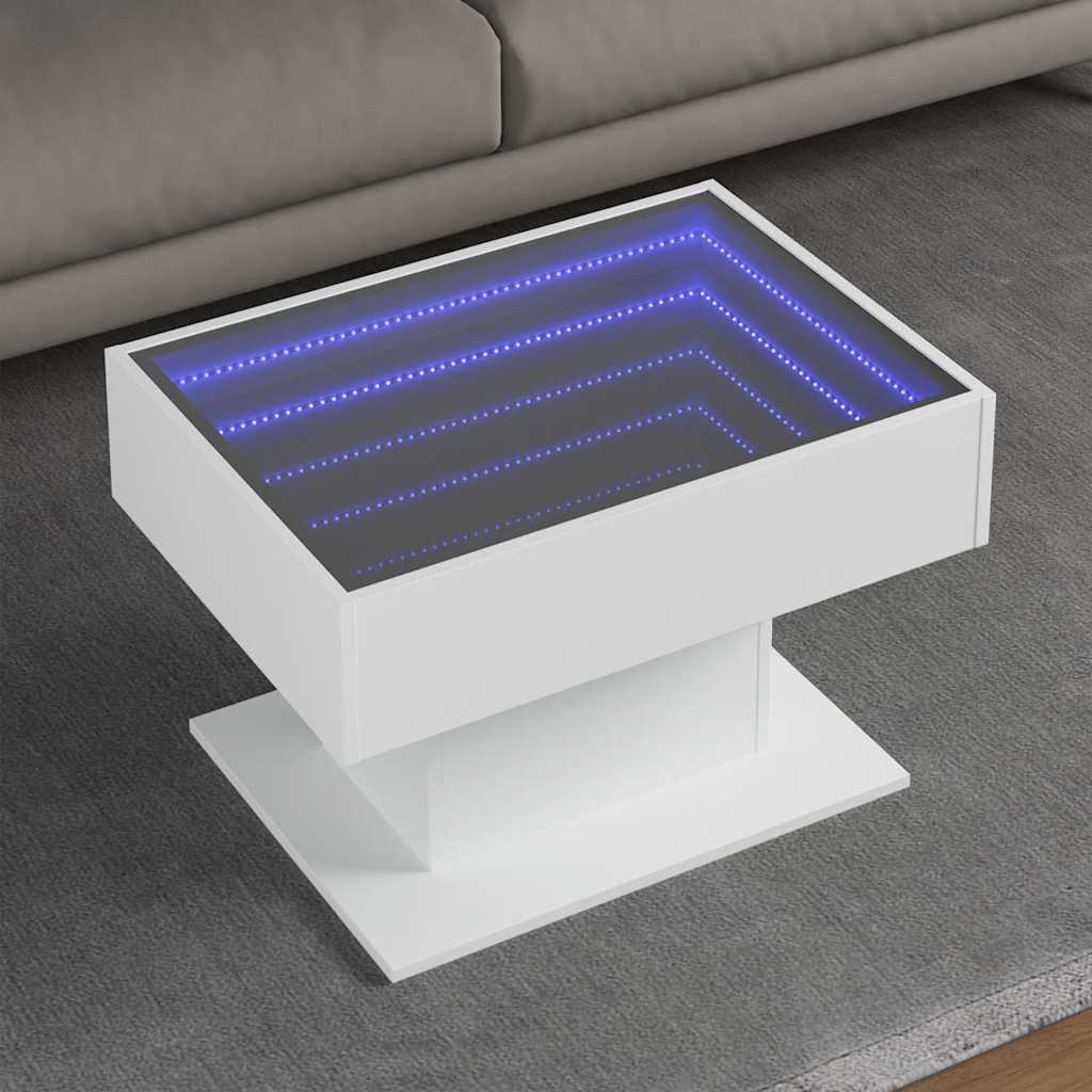 Coffee Table with LED White 70x50x45 cm Engineered Wood