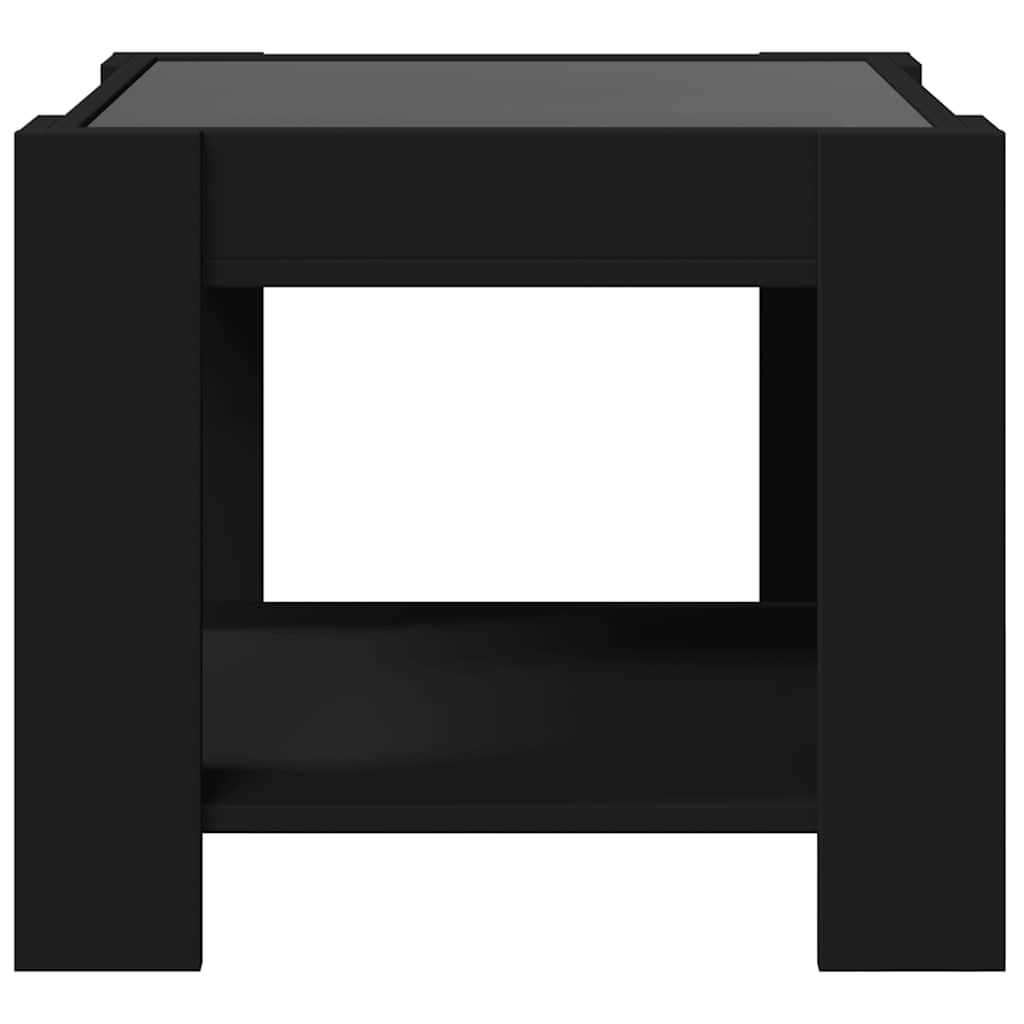 Coffee Table with LED Black 53x53x45 cm Engineered Wood
