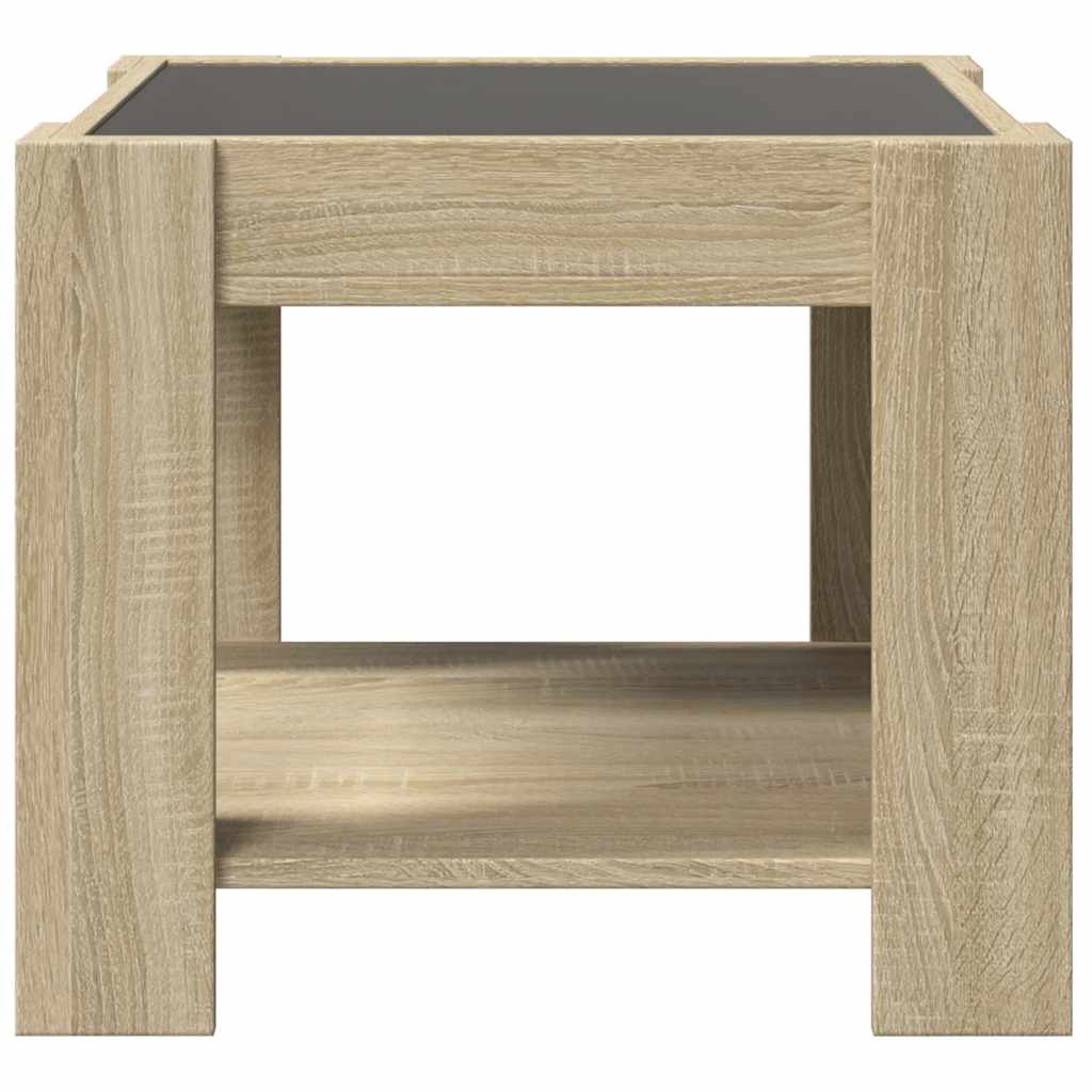 Coffee Table with LED Sonoma Oak 53x53x45 cm Engineered Wood