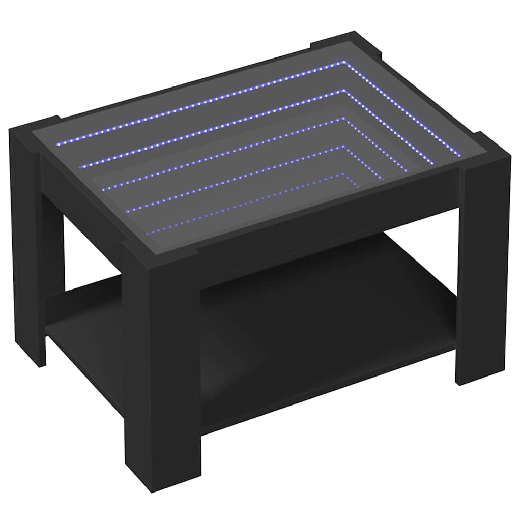 Coffee Table with LED Black 73x53x45 cm Engineered Wood