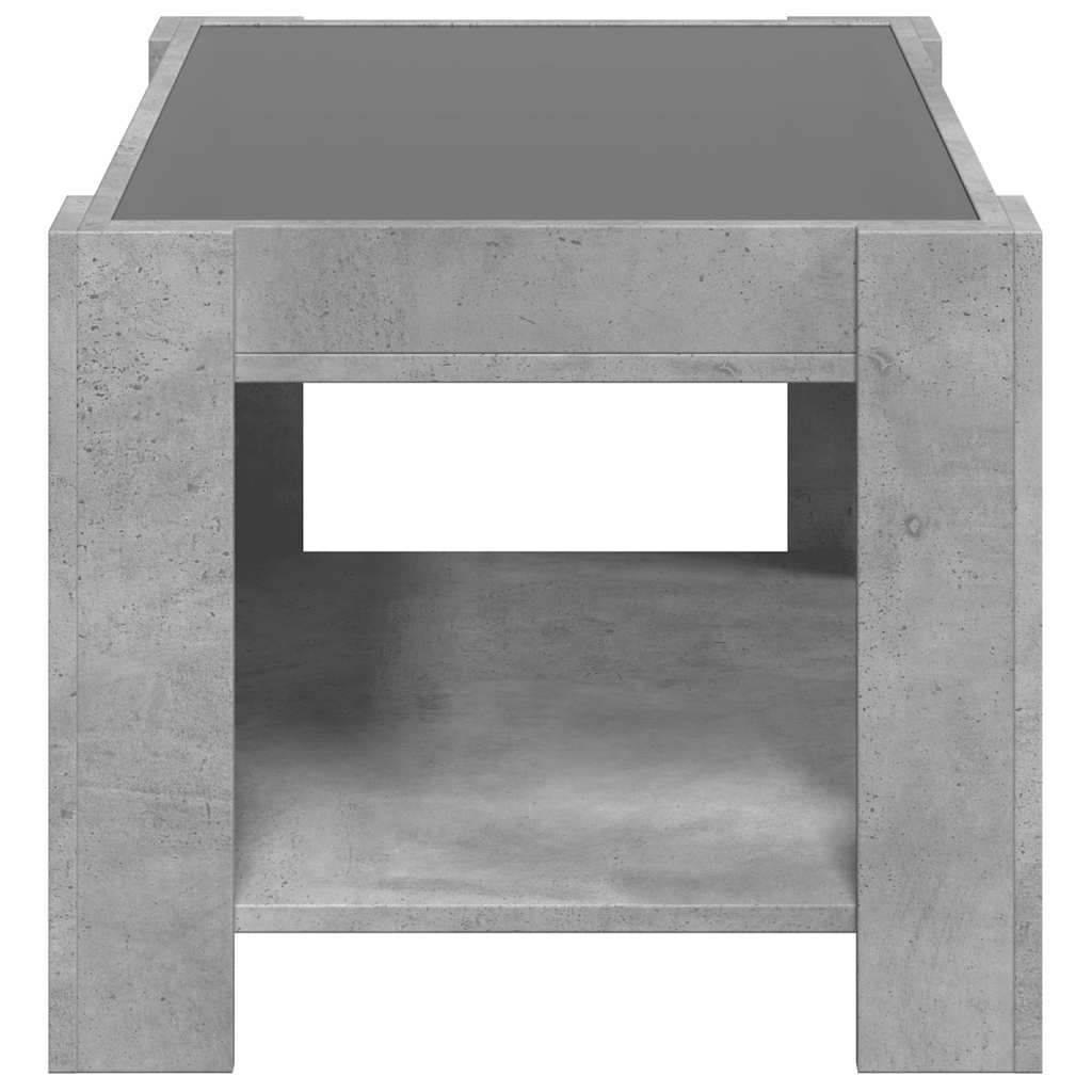 Coffee Table with LED Concrete Grey 73x53x45 cm Engineered Wood