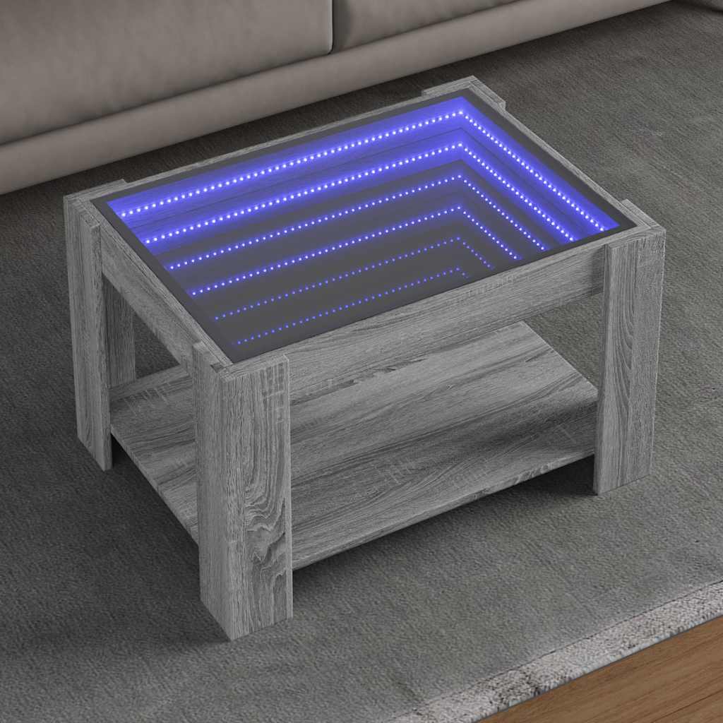 Coffee Table with LED Grey Sonoma 73x53x45 cm Engineered Wood