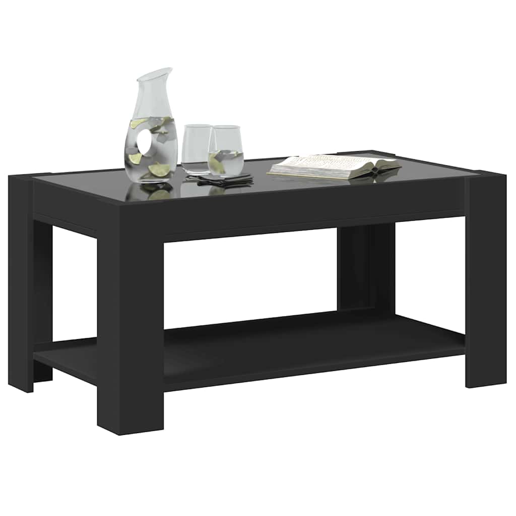 Coffee Table with LED Black 93x53x45 cm Engineered Wood