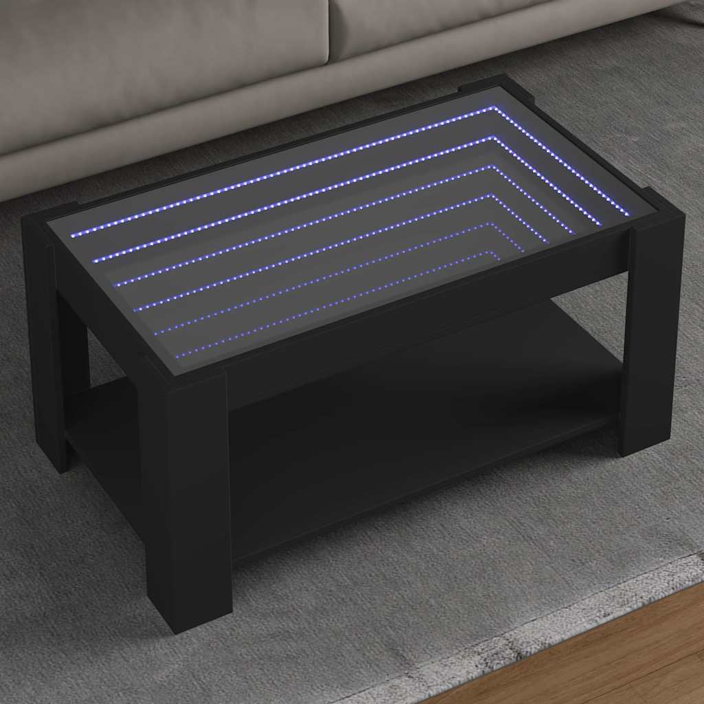 Coffee Table with LED Black 93x53x45 cm Engineered Wood