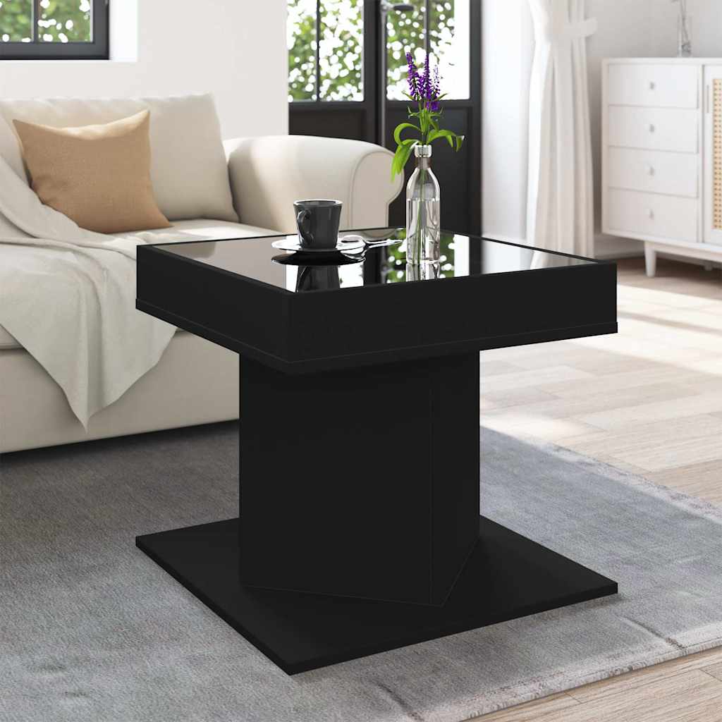 Coffee Table with LED Black 50x50x45 cm Engineered Wood