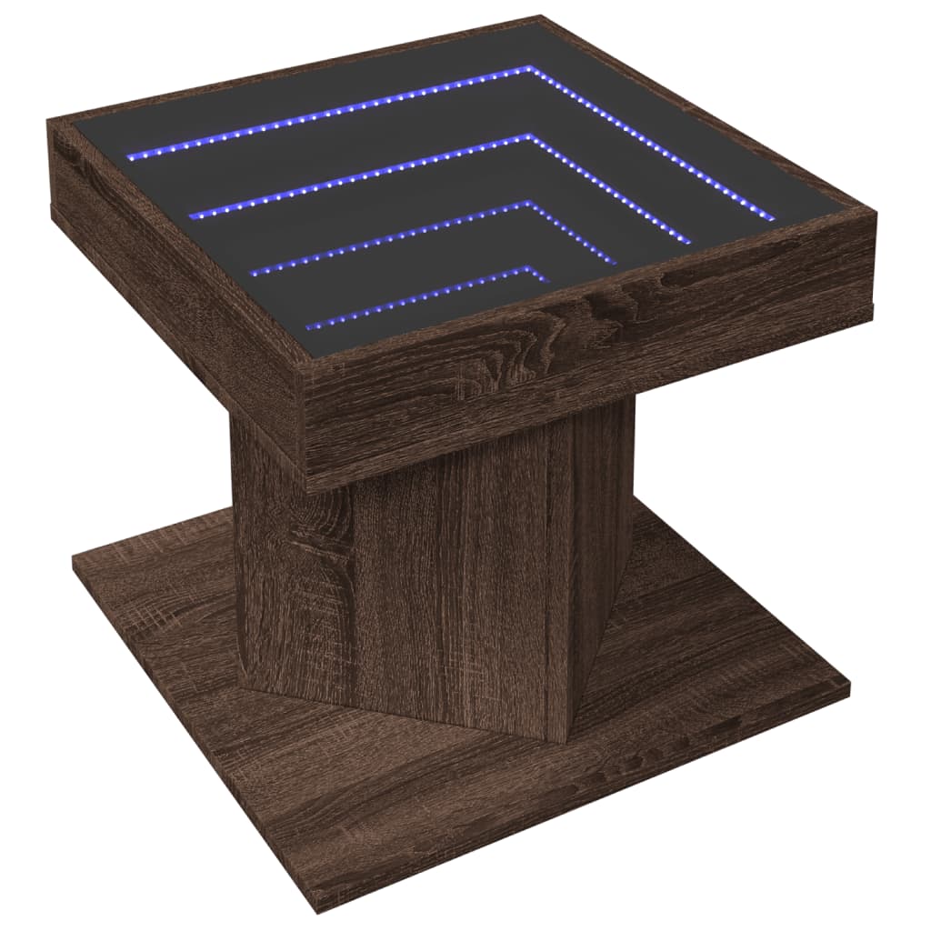 Coffee Table with LED Brown Oak 50x50x45 cm Engineered Wood