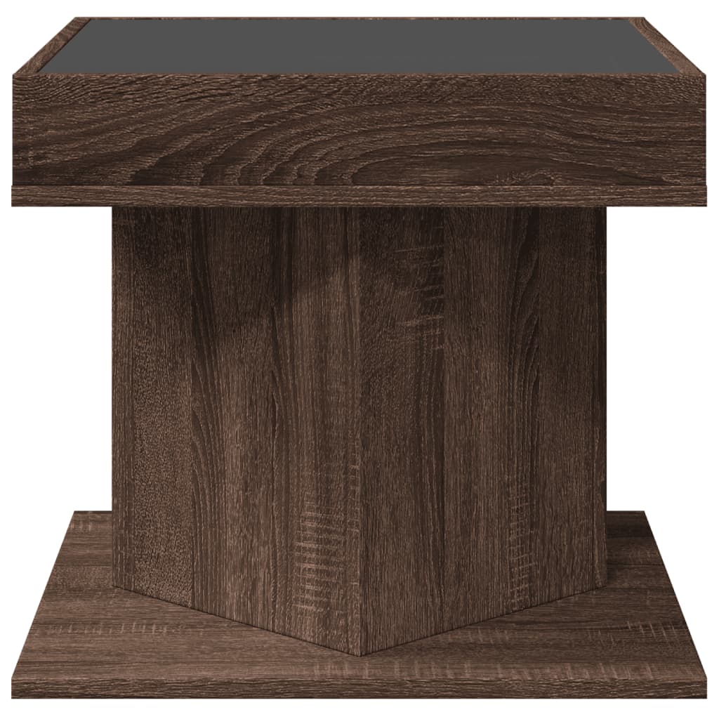 Coffee Table with LED Brown Oak 50x50x45 cm Engineered Wood
