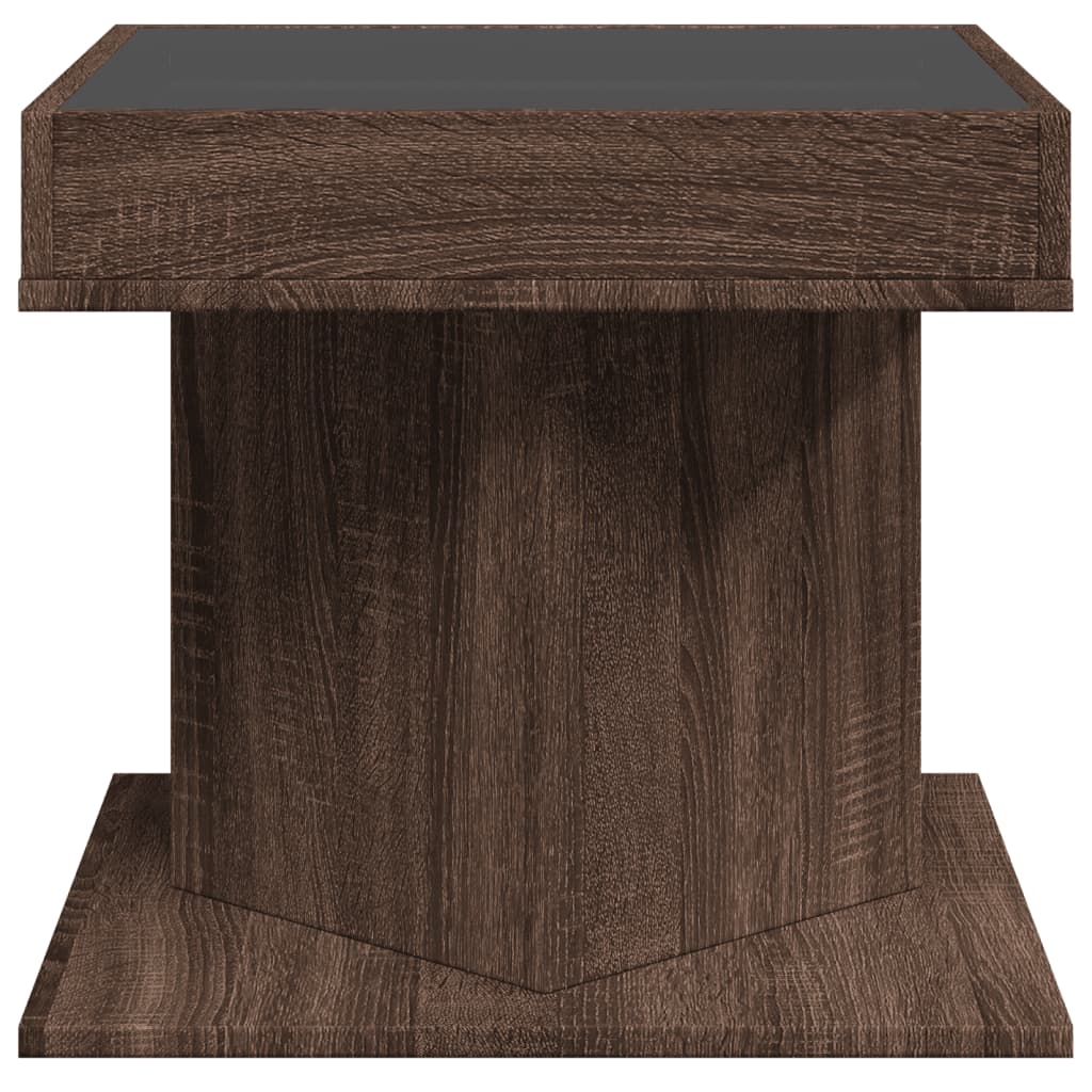 Coffee Table with LED Brown Oak 50x50x45 cm Engineered Wood