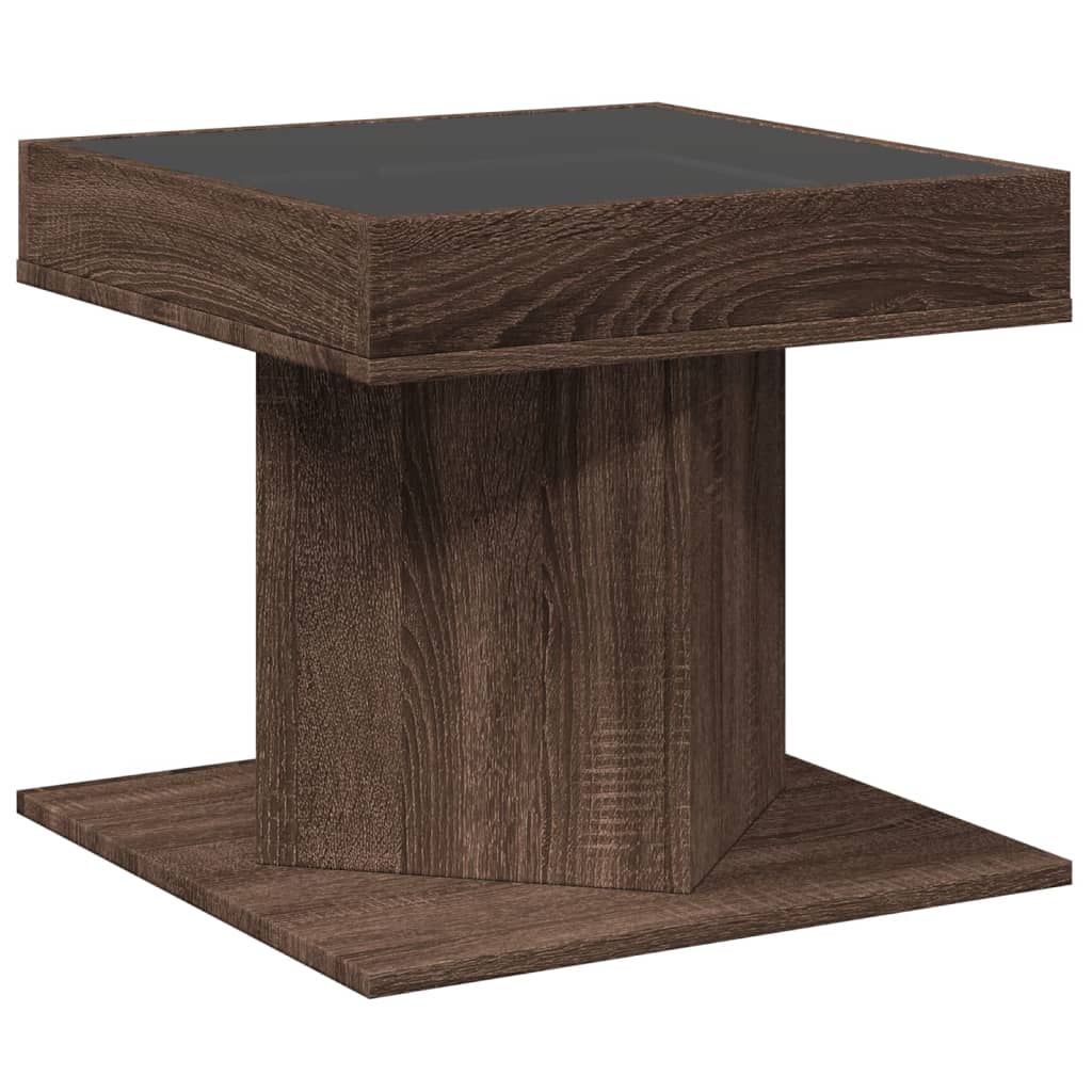 Coffee Table with LED Brown Oak 50x50x45 cm Engineered Wood