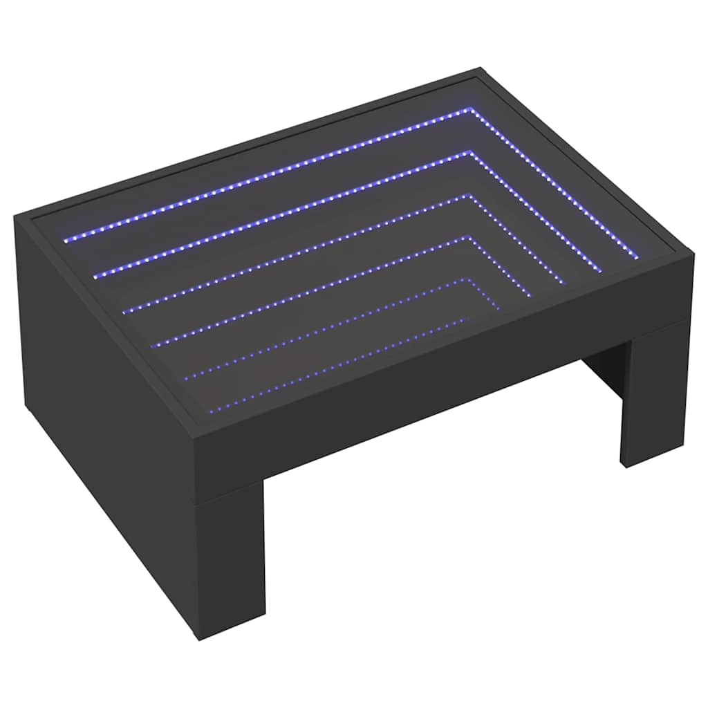 Coffee Table with Infinity LED Black 70x50x30 cm