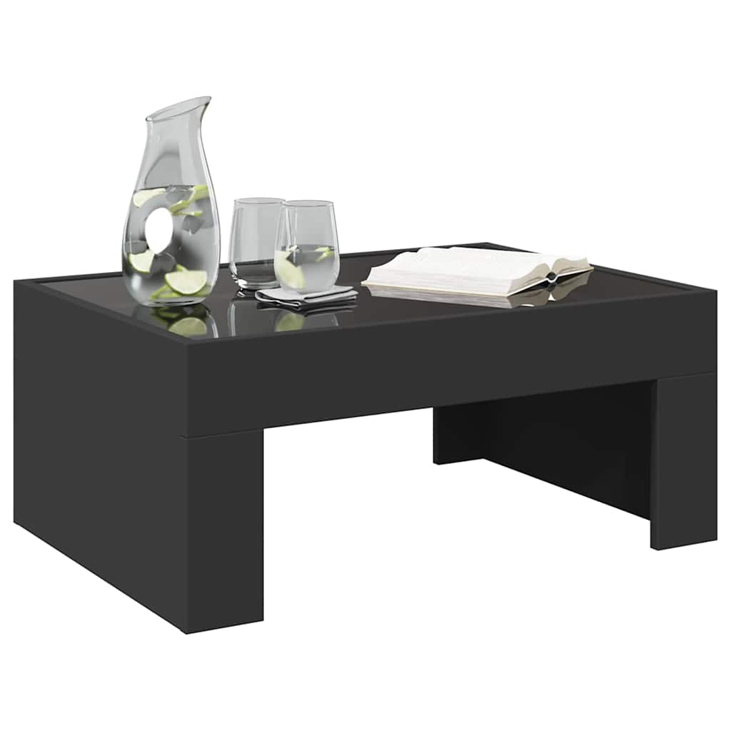 Coffee Table with Infinity LED Black 70x50x30 cm