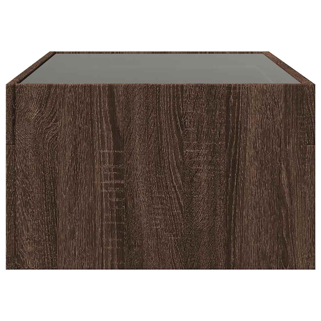 Coffee Table with Infinity LED Brown Oak 90x50x30 cm
