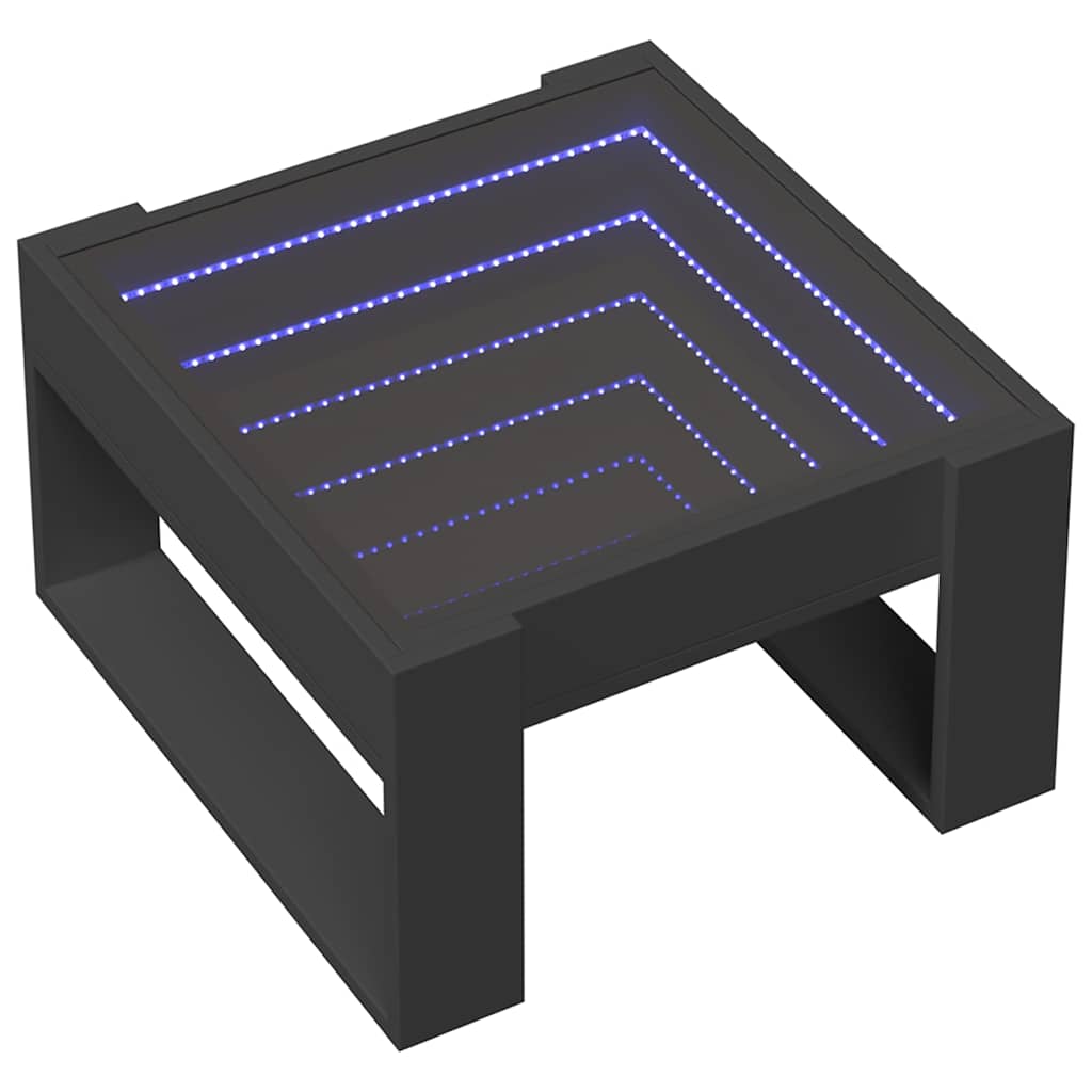 Coffee Table with Infinity LED Black 50x53x30 cm