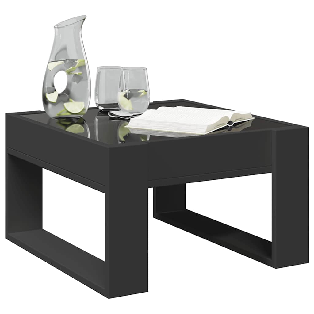 Coffee Table with Infinity LED Black 50x53x30 cm