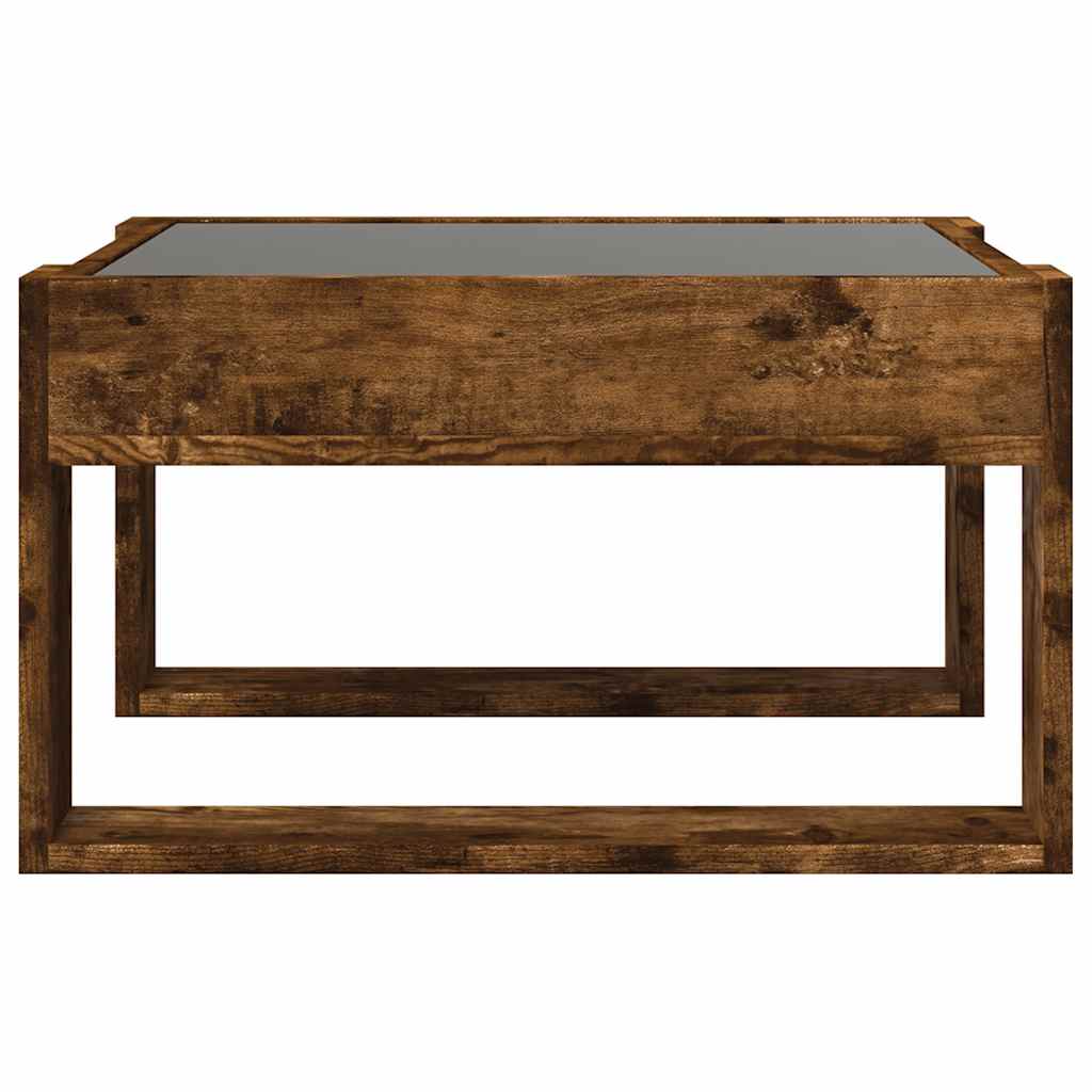Coffee Table with Infinity LED Smoked Oak 50x53x30 cm
