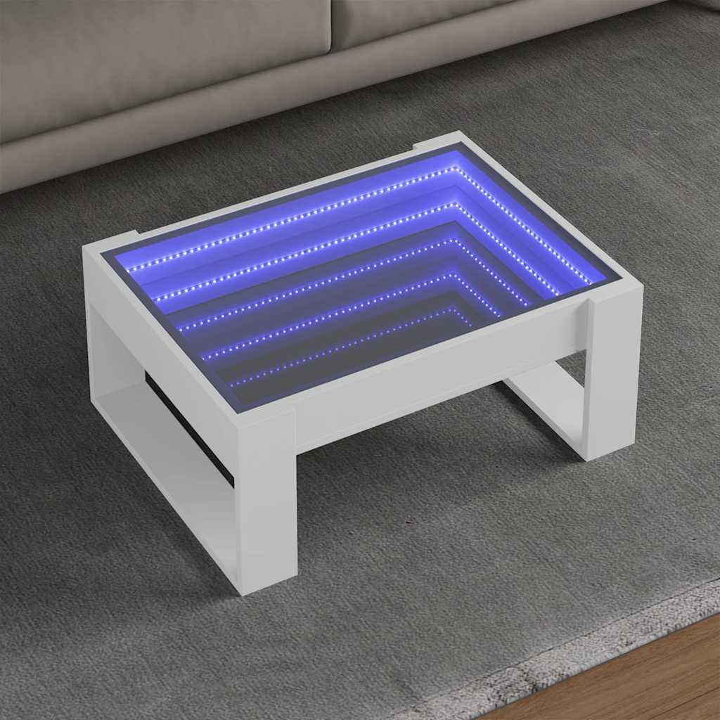 Coffee Table with Infinity LED White 70x53x30 cm