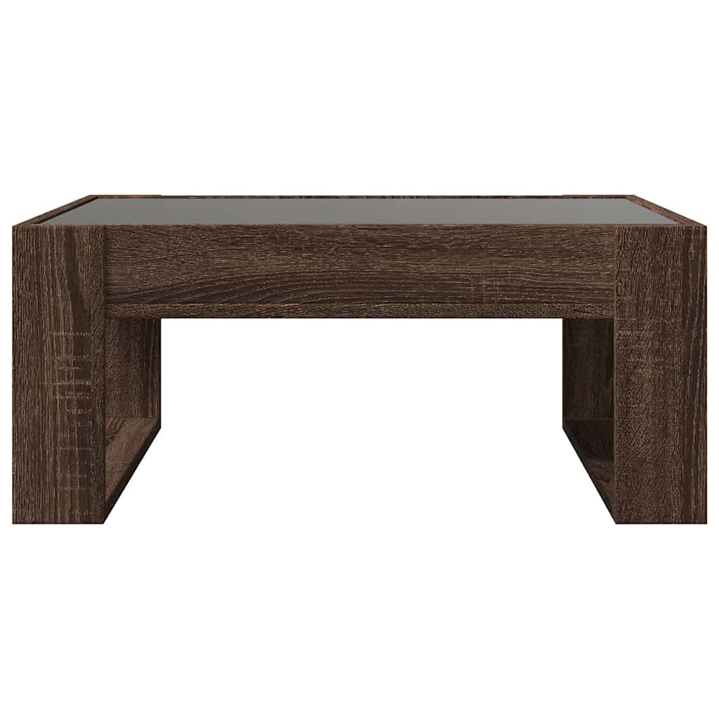 Coffee Table with Infinity LED Brown Oak 70x53x30 cm